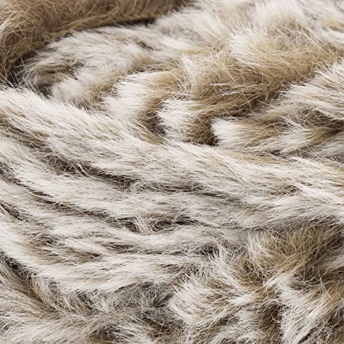 Image of NICEEC 2 Skeins Faux Fur Yarn Super Soft, Chunky & Fluffy, Eyelash Yarn for Crochet & Knitting (Total Length 70yds,3.53oz) - Light Brown