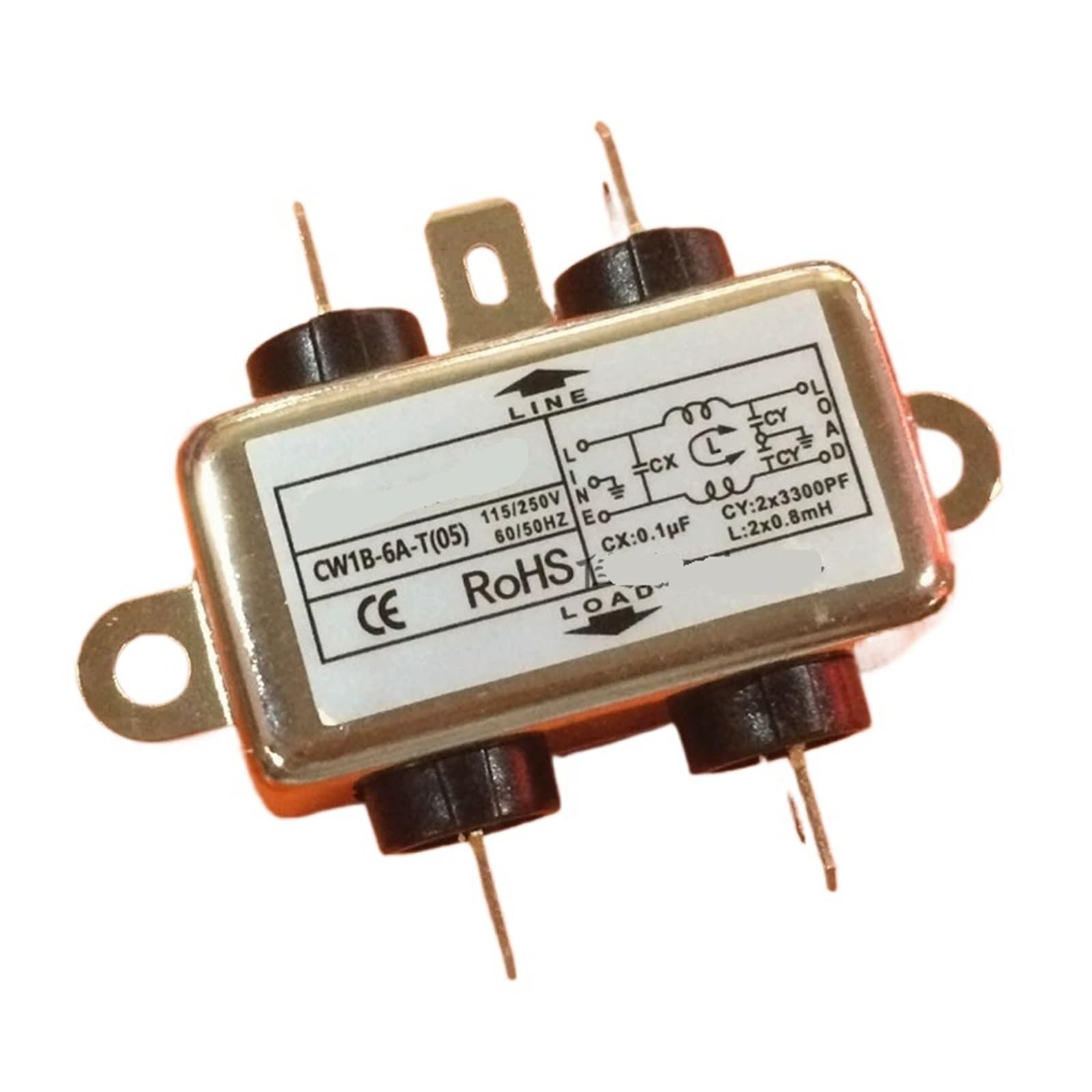 Filtre d'alimentation monophasé type CW1B-6A-T pour boîtier AC220V