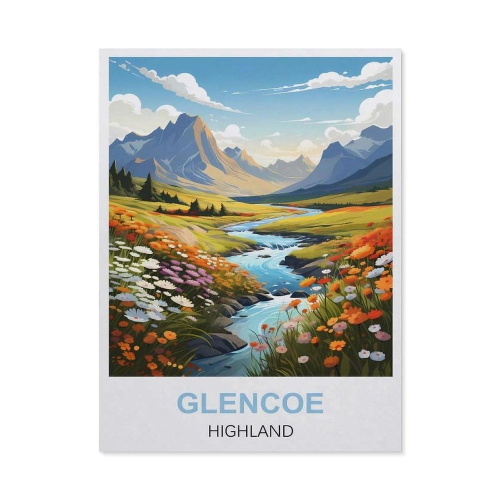 Vintage Art Metal Signs Funny Sign，Glencoe Highland(30x40cm）