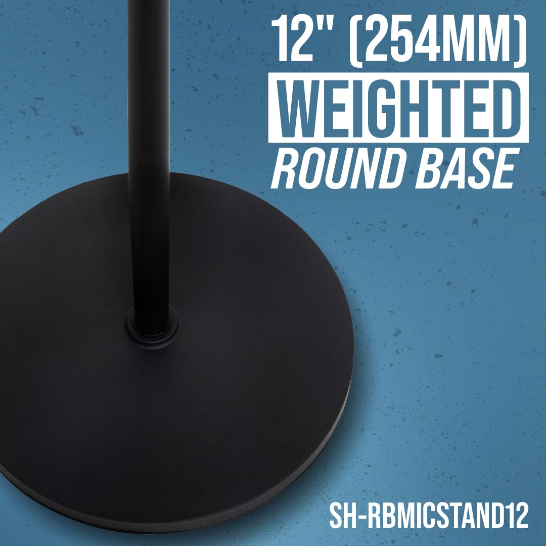 Shure by Gator Okrągły stojak mikrofonowy ze standardowym sprzęgłem obrotowym o regulowanej wysokości i podstawą 12 cali; (SH-RBMICSTAND12)