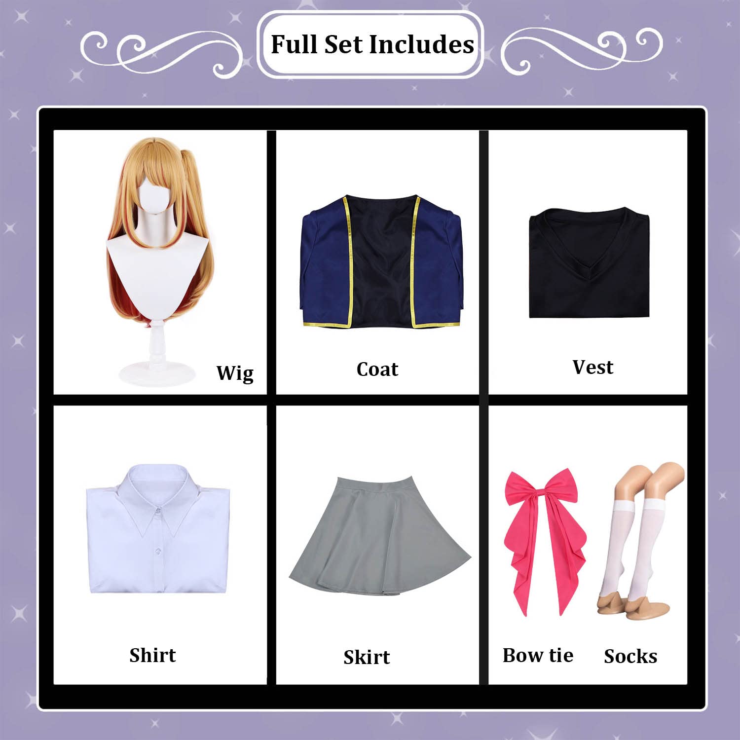 Anime Oshi No Ko Hoshino Rubii Cosplay Costume Vestito Arima Kana Gioco di Ruolo Uniforme Set Completo Halloween Festa Carnevale Dress Up Suit con Parrucca per Donne