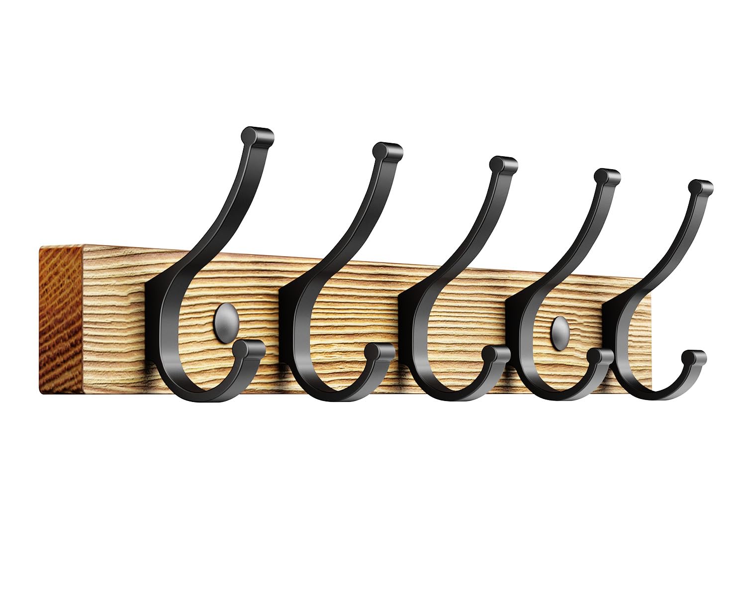 Optish Coat Hooks Wall Mounted, Heavy Duty Coat Hooks for Wall Wooden Coat Rack Wall Mounted for Entryway, Bathroom, Bedroom for Hanging Clothes Towel Hats Bags (1Pack, Natural)