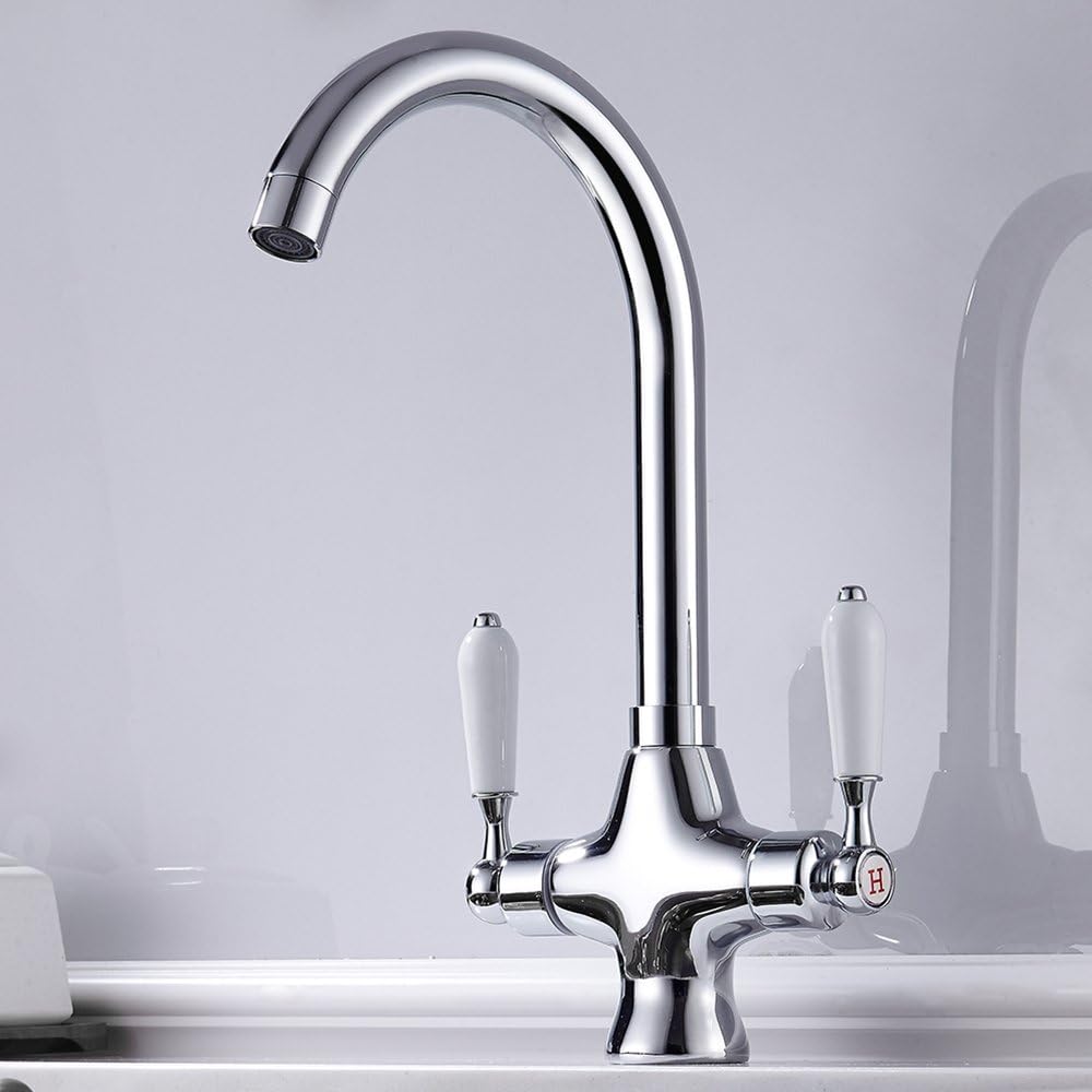 Hotbestus Classic High Arc Kitchen Sink Faucet Chrome Traditional Style