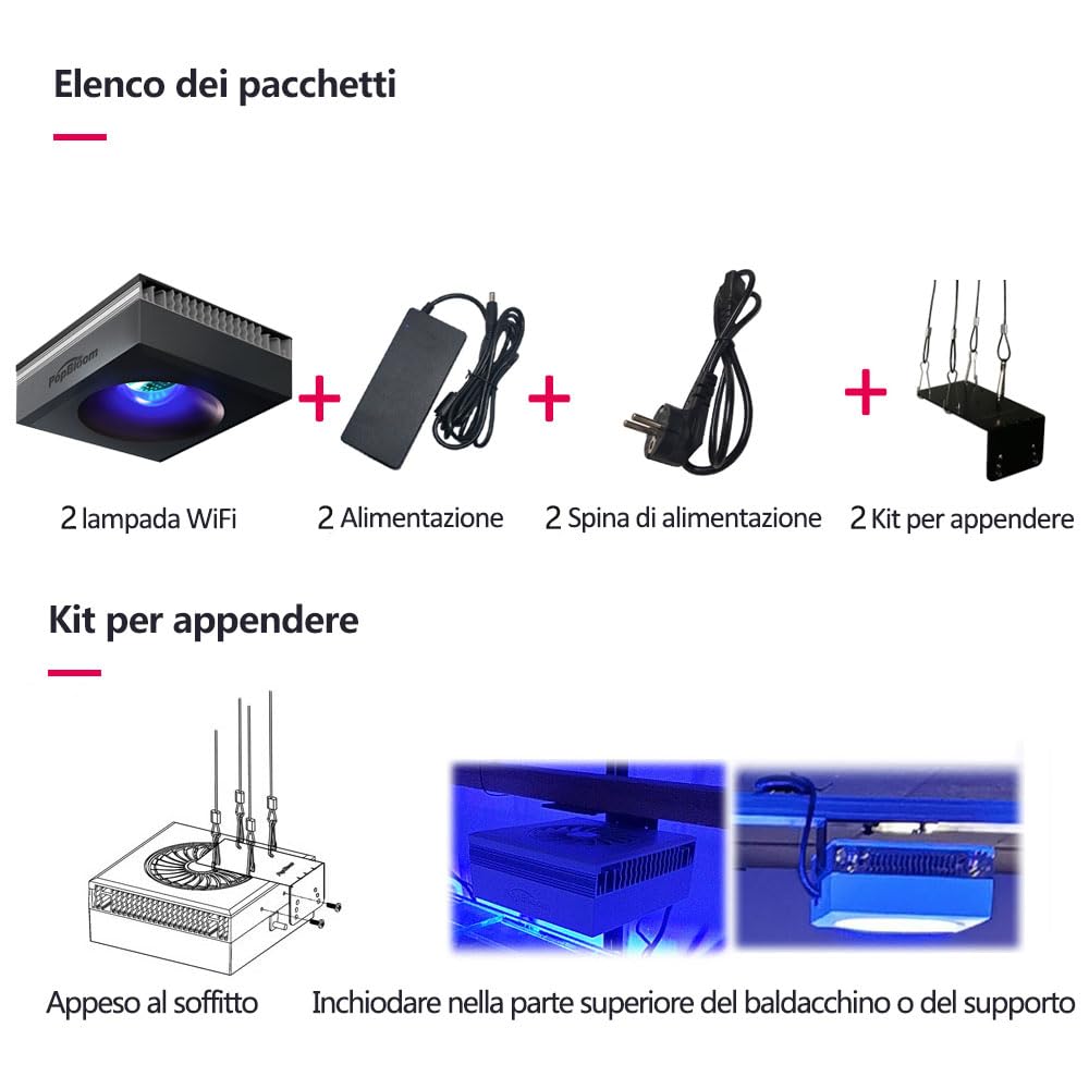 PopBloom 2X RL90 luci per acquari di barriera spettro completo barriera corallina marina a led per acquario 80CM-120CM SPS LPS Marine Corals