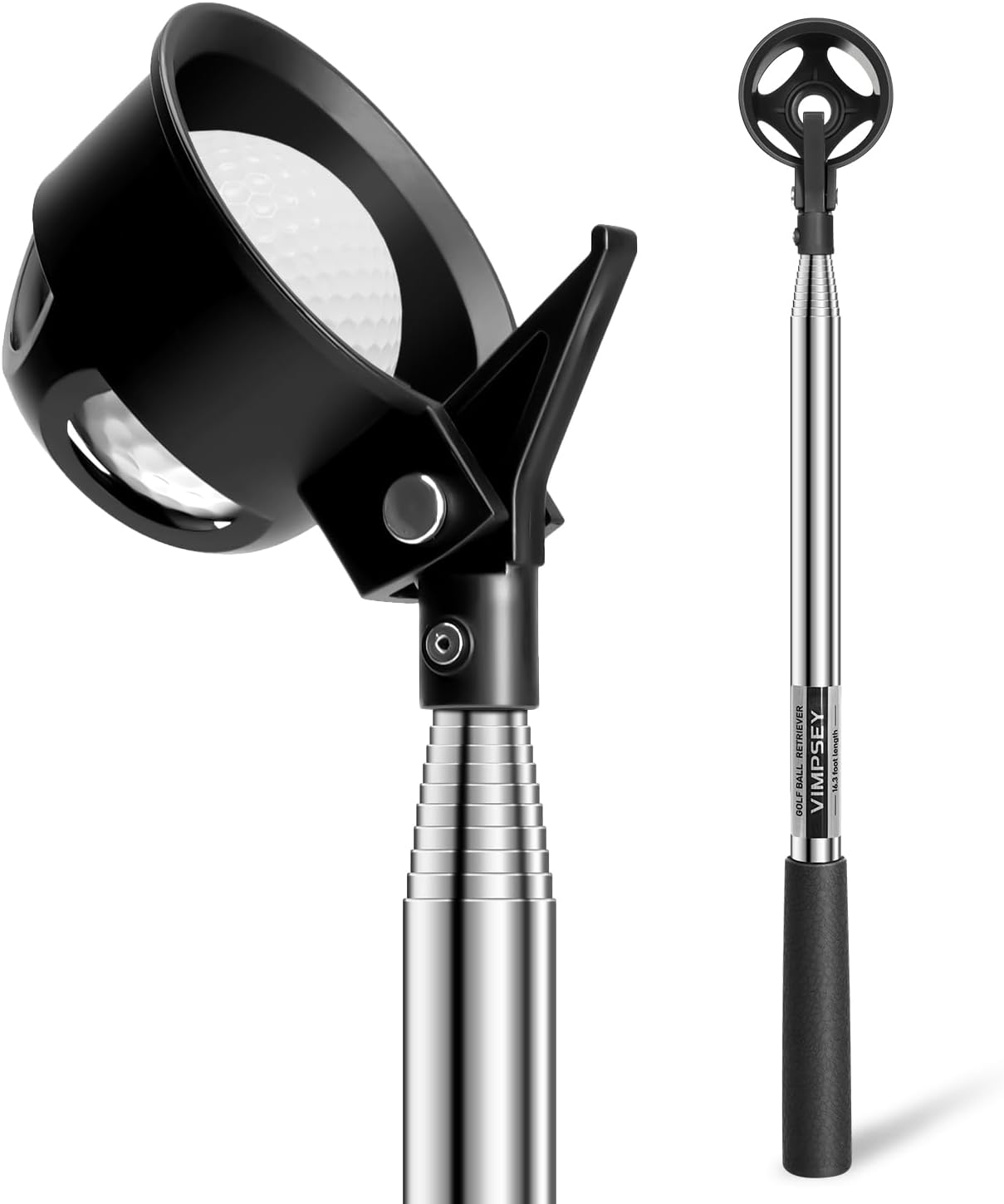 9Ft/12Ft/16.3Ft/20Ft Golf Ball Retriever for Water Telescopic, Stainless Steel Ball Retriever Tool Golf Ball Grabber