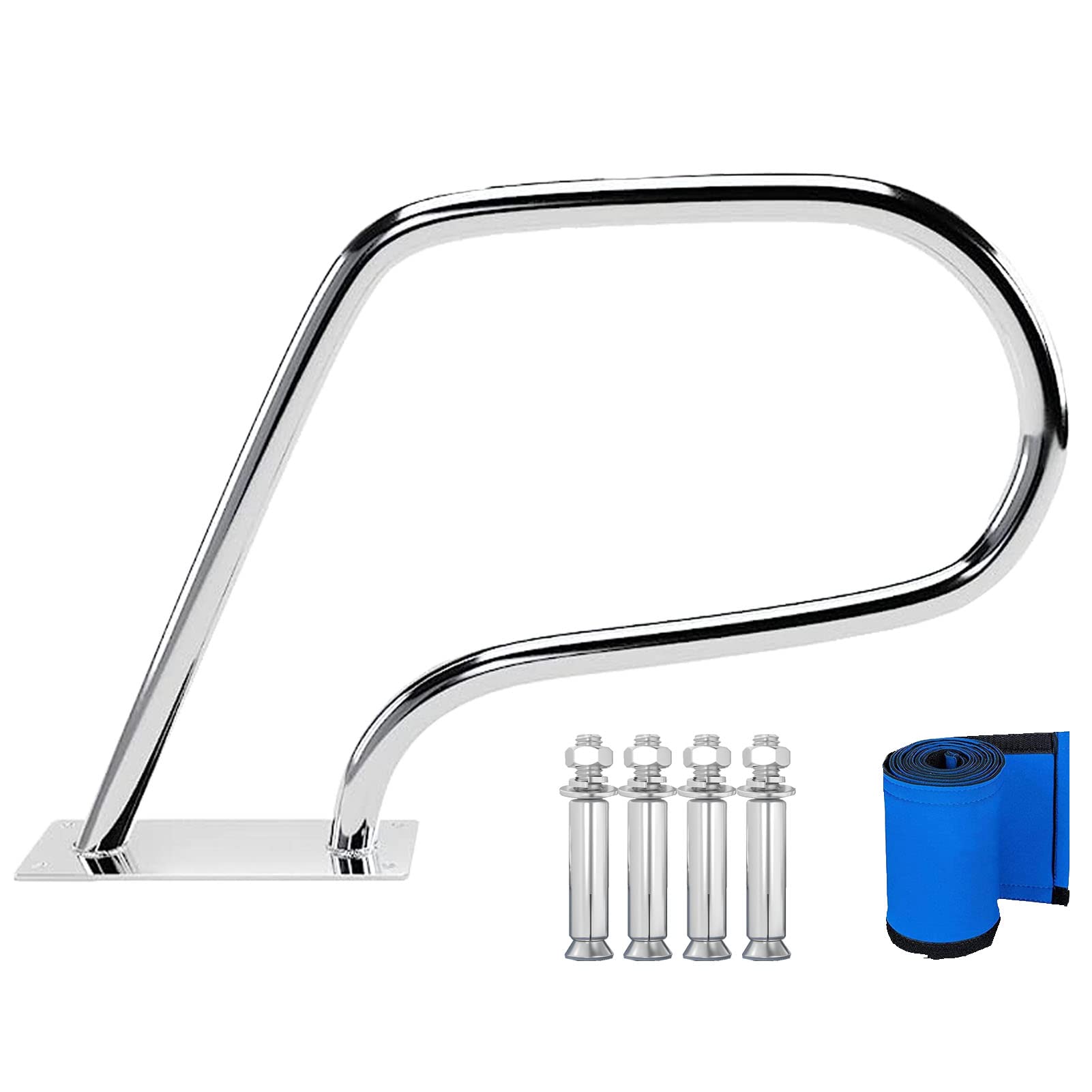 Rampe d'escalier de piscine anti-brûlure capacité 113 kg avec manchon bleu