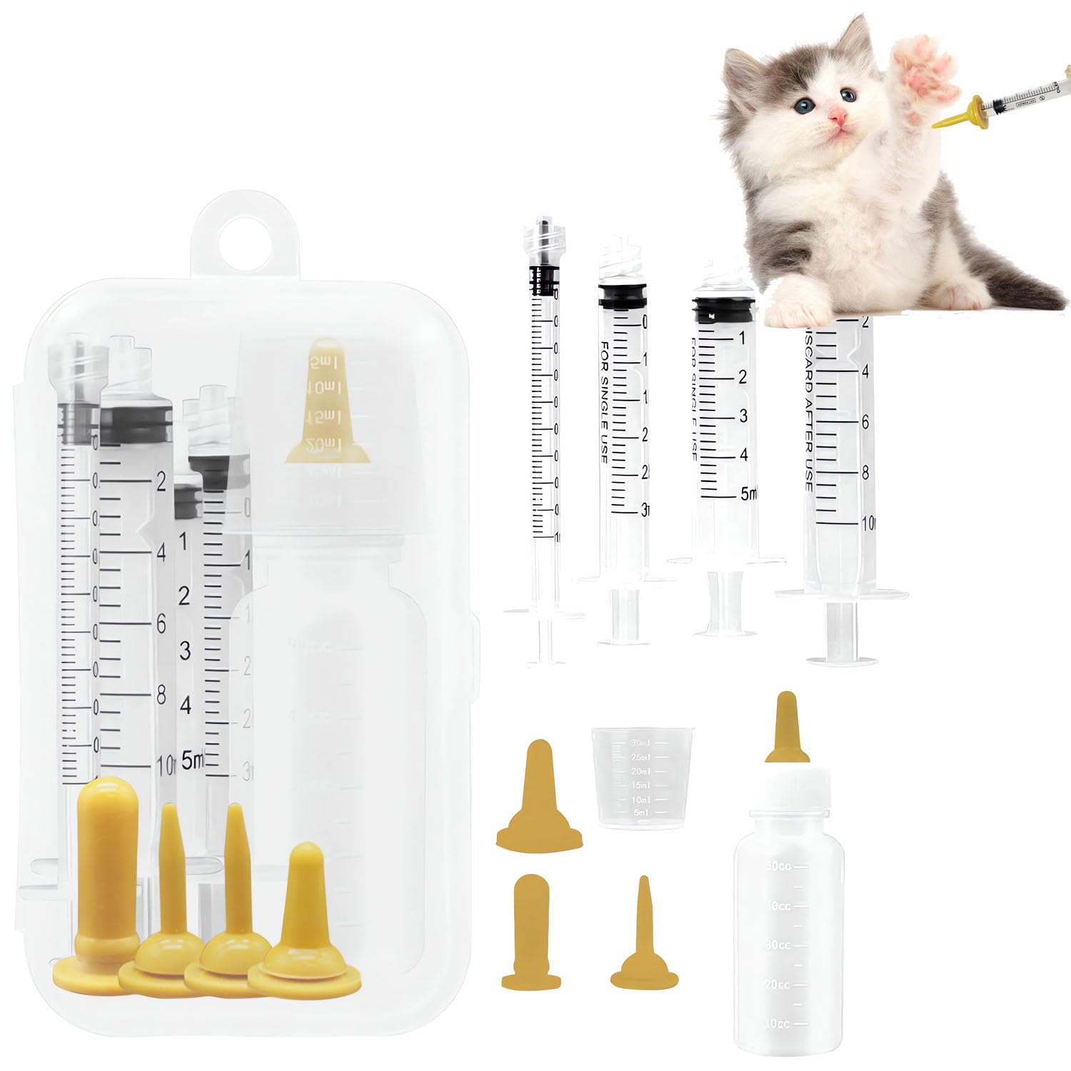Puppy Feeding Bottles, Azonee Pet Feeding Kit, Newborn Small Animals Milk Bottles for Nursing with Replacement, Pet Feeder Set, Pet Nursing Bottle Kit Pet, Newborn Kitten & Puppy Gift