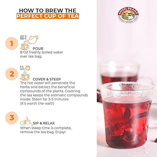 Miniatura 5 de Angel Brand Bolsas de té de acedera 25 - Té de flores de hibisco para un sabor refrescante y