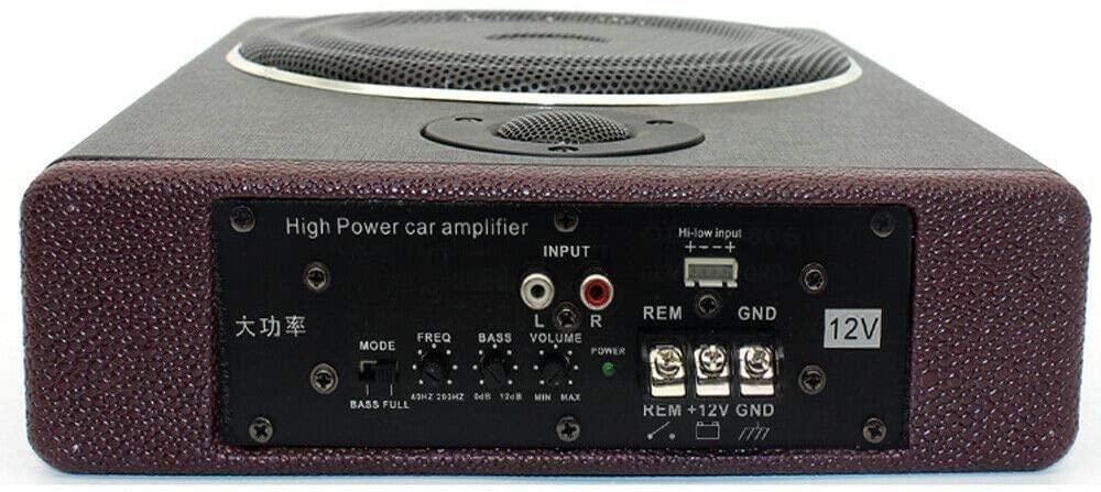 Subwoofer activo para coche, 600 W, 12 V, ultrafino, acero inoxidable, subwoofer con amplificador integrado, subwoofer de audio para coche/camión, color negro
