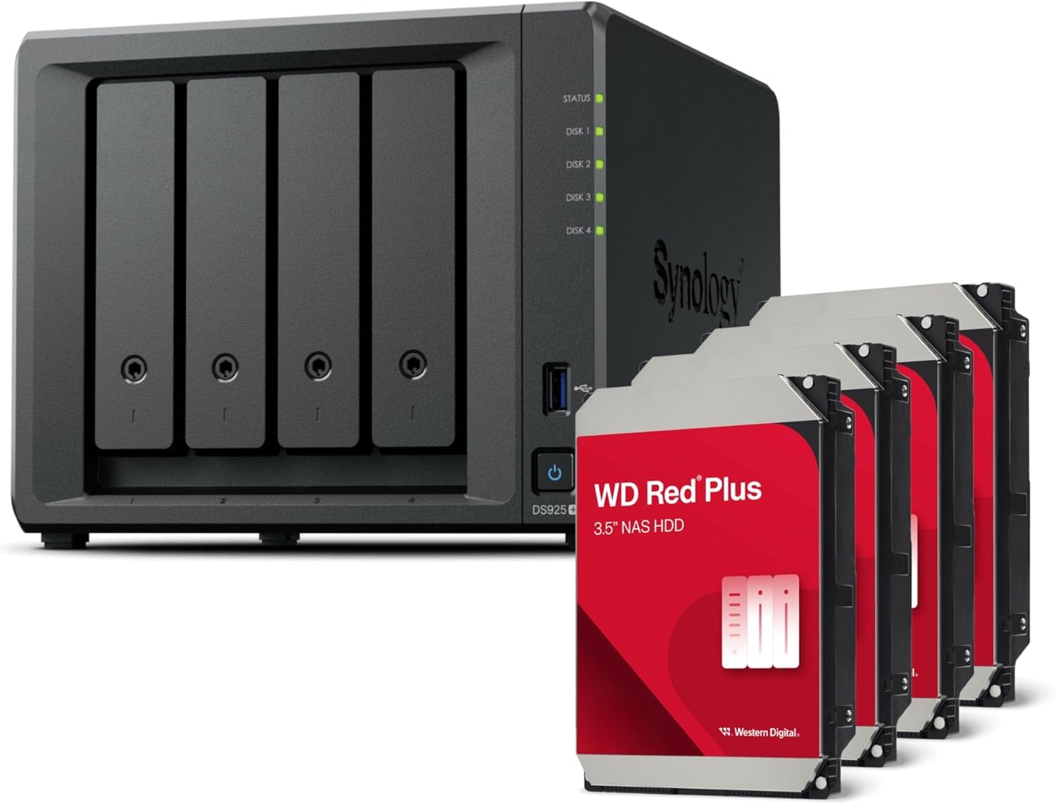Synology DS925+(2X 2.5GbE Ports, Ryzen V1500B, 4GB RAM) 4-Bay 16TB