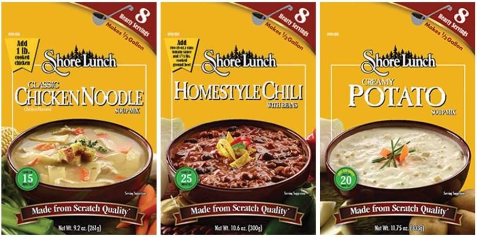 Soup Mix 3 Flavor Variety Bundle, (1) Each: Classic Chicken Noodle, Homestyle Chili with Beans, and Creamy Potato, 9.2-11.75 Oz. Ea.