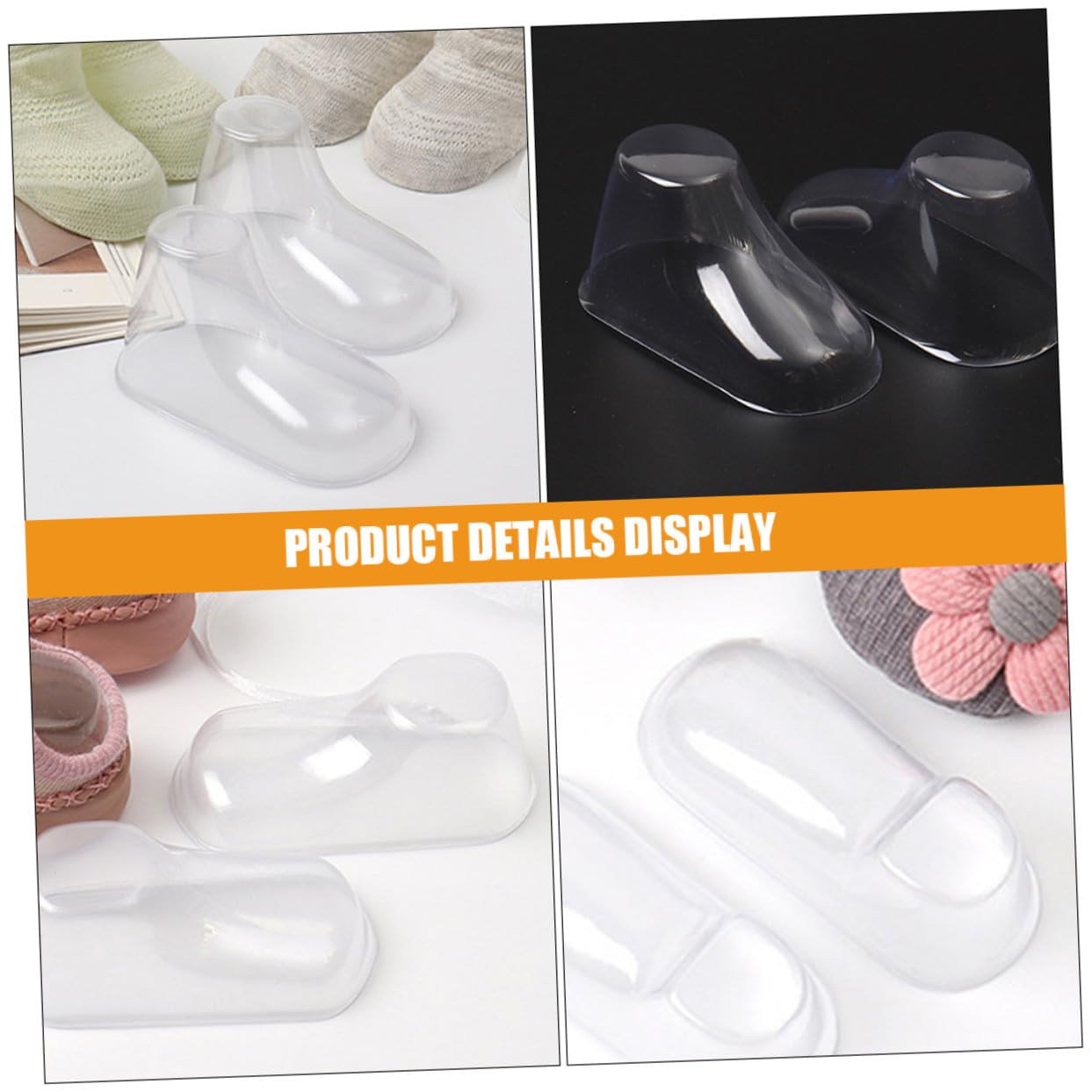 Beavorty Présentoirs à Chaussures pour Bébés 50 Pièces en PVC Robuste et Non Déformable, Supports Transparents pour Chaussettes et Chaussures Bébé, pour Rangement Familial