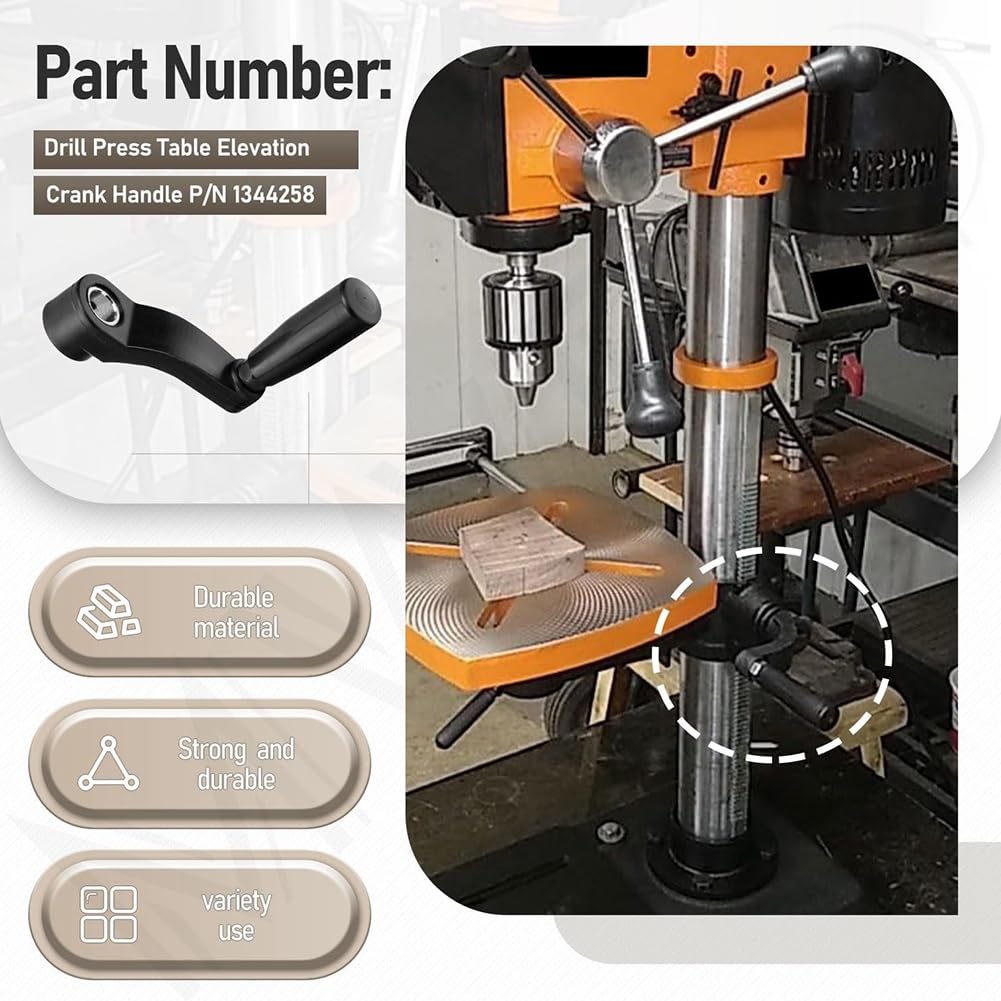 Sknrlko Drill Table Elevation Crank Handle P 1344258 for Drill Table,14.5mm (9/16inch) Diameter Elevating Shaft - Image 4