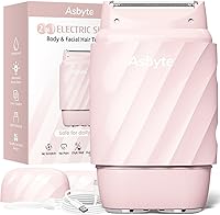 Asbyte 4-in-1 Women's Electric Razor: Bikini Trimmer & Facial Hair Remover, IPX7 Waterproof Dual-Head Shaver, Painless Hypoallergenic Pink
