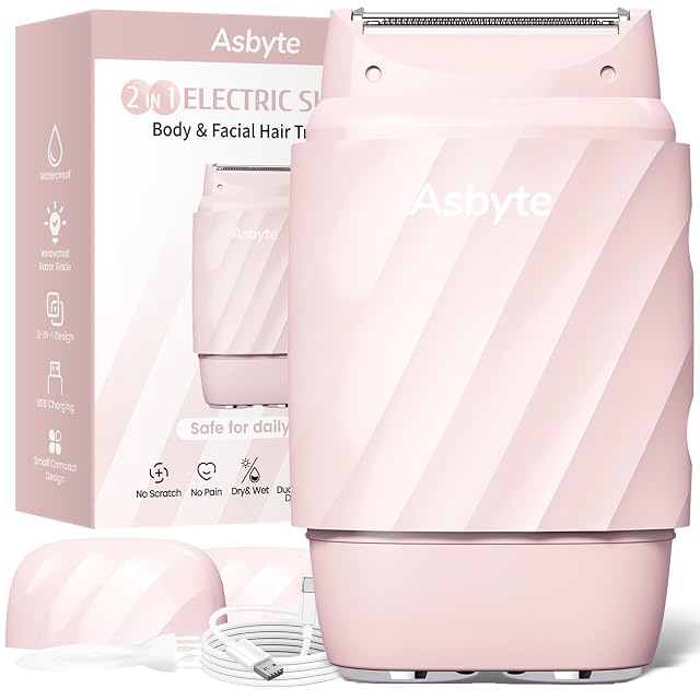 4-in-1 Electric Razor for Women Bikini Trimmer Facial Hair Remover Rechargeable Cordless Dual-Head Shaver IPX7 Waterproof Painless Hypoallergenic
