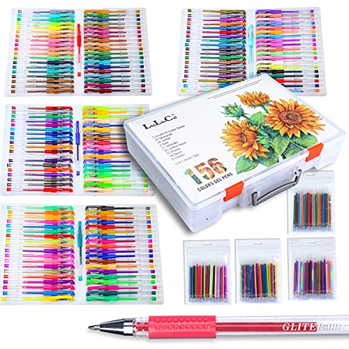 LIULIUCAI Gel Pens For Adult&Kids Coloring Books,Art 156 Unique Colors Gel Pen Set,Artist Colored Gel Marker With 156 Refills Perfect For Kids Drawing Doodle Crafts Journaling Planner (156)