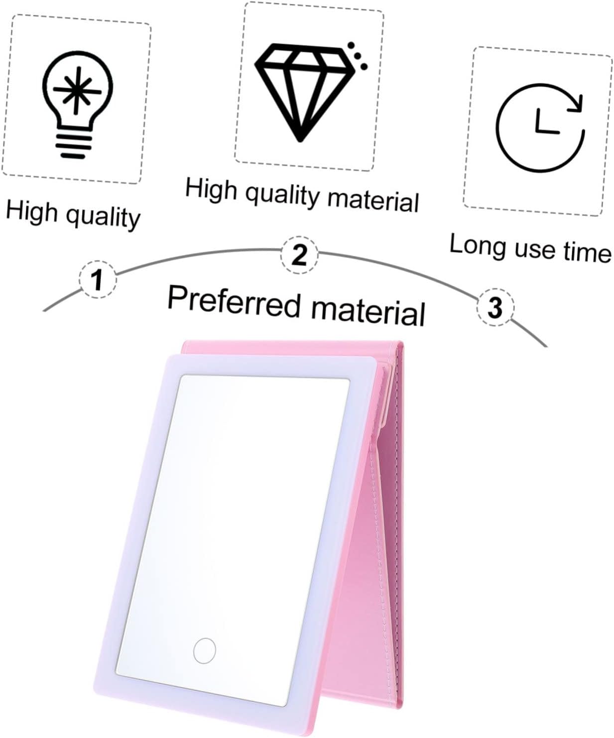 Portable LED Makeup Mirror Foldable Design with Natural Daylight Simulation Three Light Modes USB Rechargeable for Travel and Home Use for Women and Makeup Artists