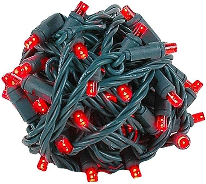 Novelty Lights 50 Light LED Twinkle Christmas LED Mini Light Set, Red, Red White, 25 Feet