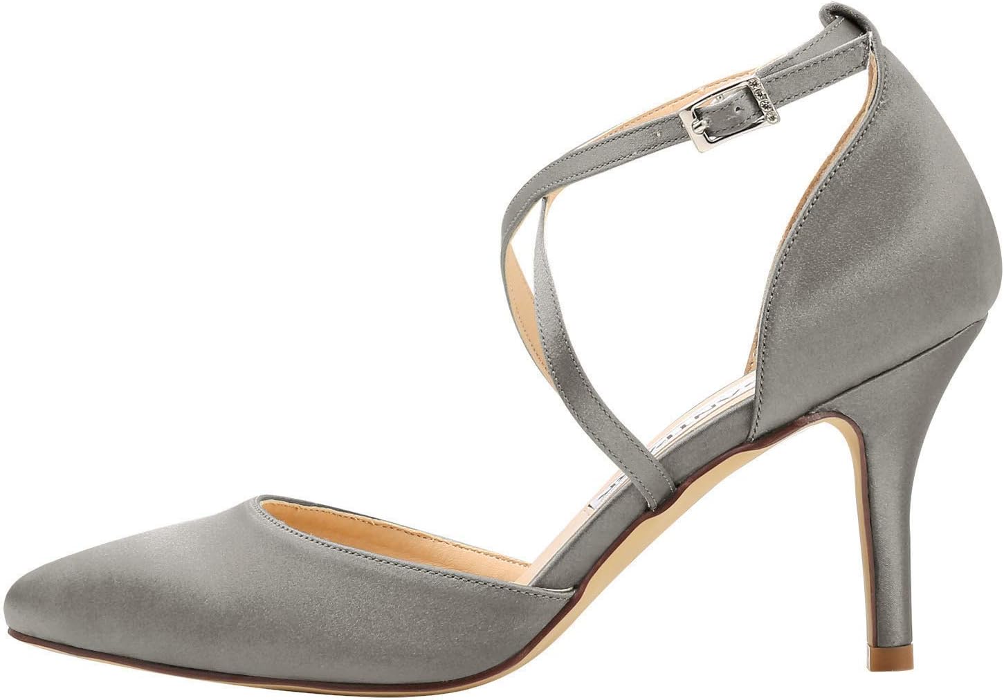 Duosheng & Elegant HC1901 Women Pointed Toe High Heel Court Shoes Cross Strap Satin Wedding Party Bridal Shoes 4 61EMDvbiyrL. AC SL1500