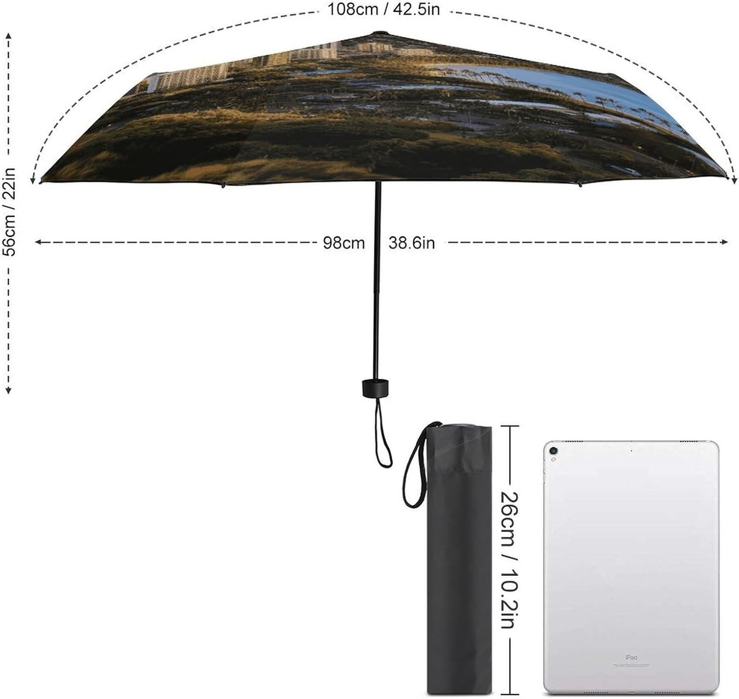 Windproof Travel Umbrella Hawaii Skyline Diamond Head Volcano Folding Small Sun Umbrella Lightweight Small And Compact Suit for Pocket