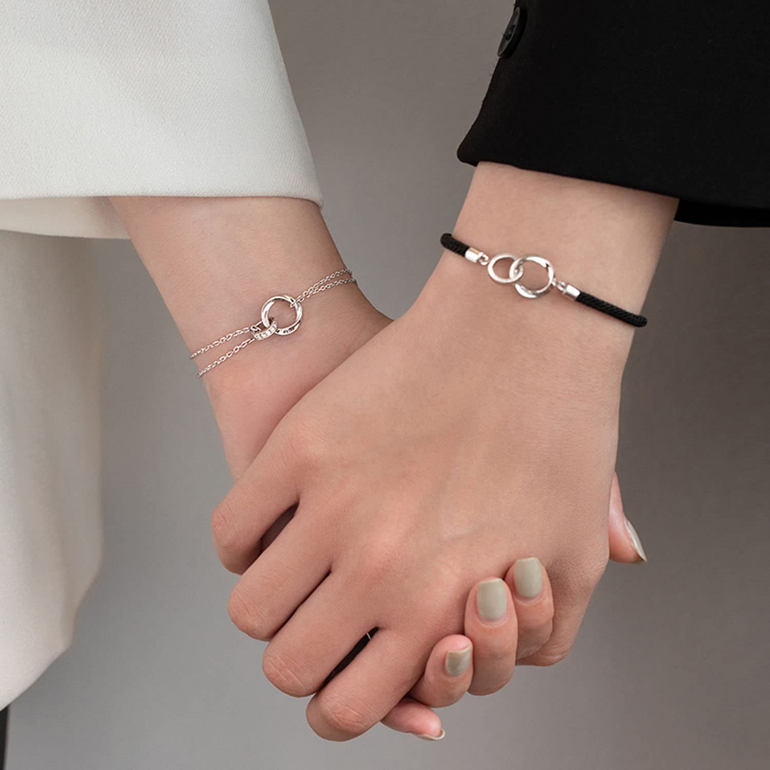 Paar Armband 925 Sterling Silber Verstellbar Geflochtenes Seil Versprechen Passendes Armband Sie und Ihn Schmucksets für Paare Schwester Liebhaber Freunde