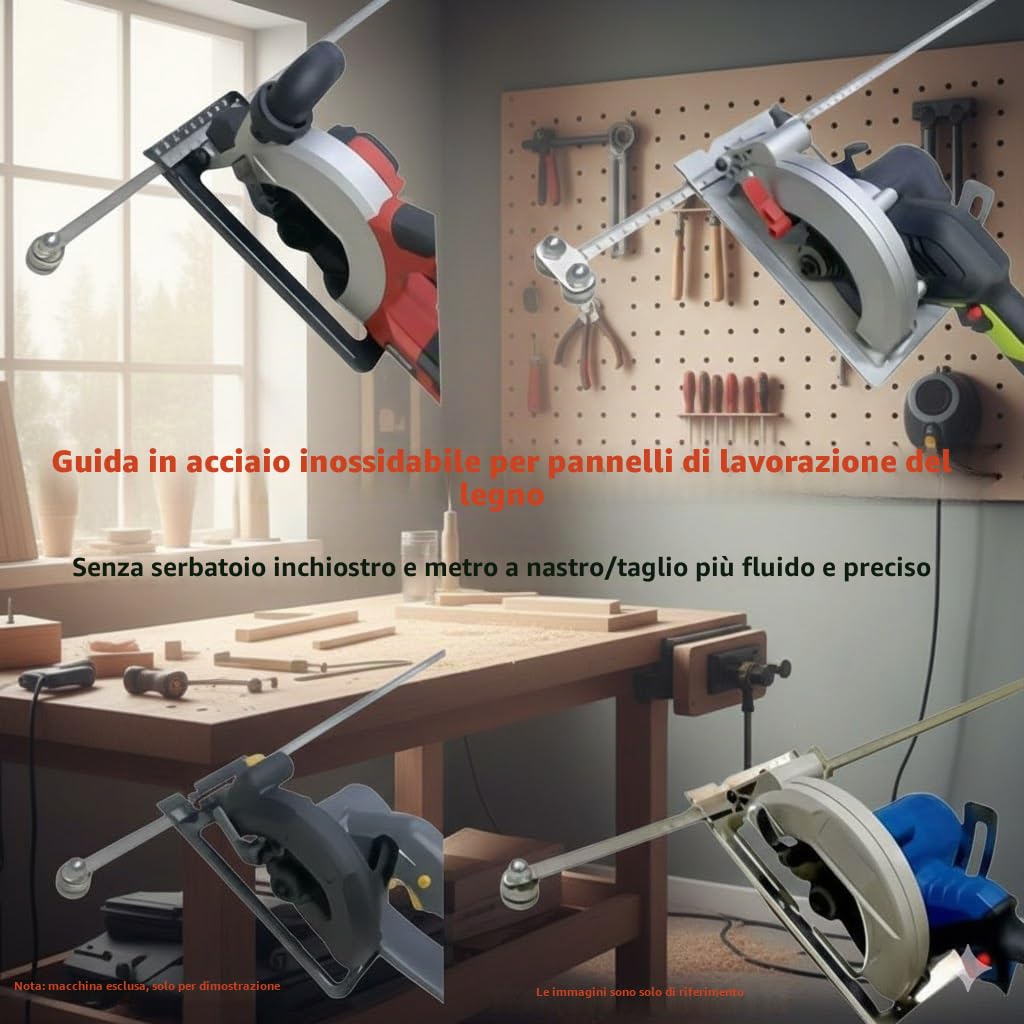 Guida per taglio di precisione in acciaio inossidabile – Binario di guida regolabile e calibri di posizionamento per misurazioni precise e facile taglio del legno con guida per sega circolare (Doppio