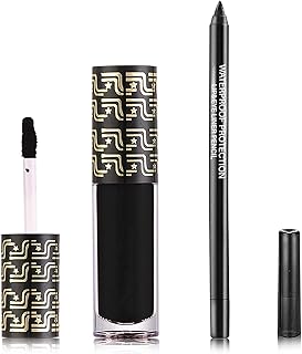 Black Matte Lipstick,2 Pcs Black Matte Lip Liner and Liquid Lipstick Set,Waterproof Long Lasting Lip Gloss Stain,Matte Liquid Lipstick for Women,Non-Stick Cup Non-Fading Liquid Lip Liner Lipgloss Set