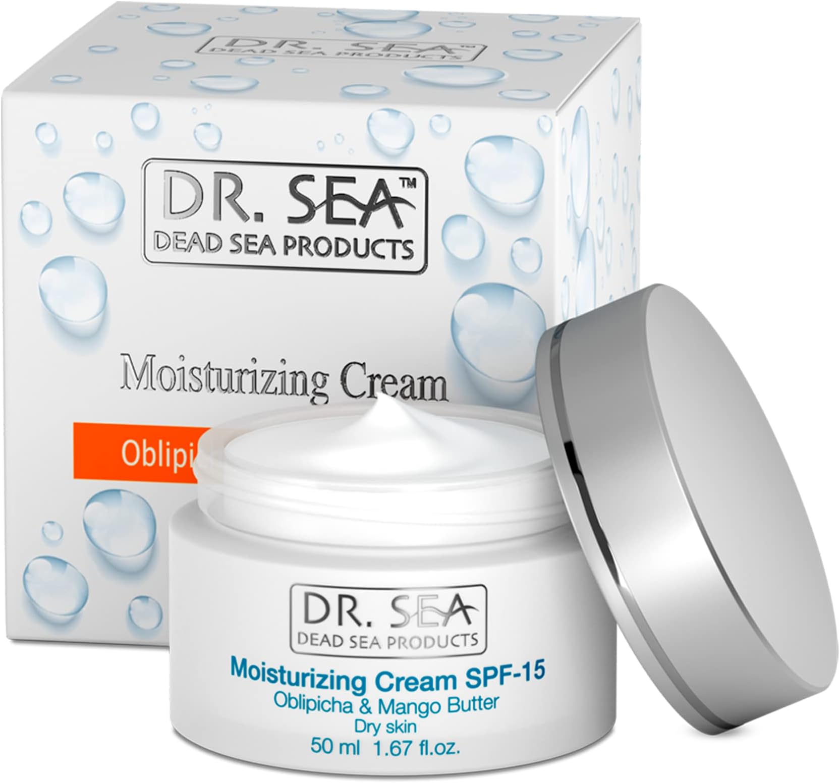 Dr Sea Moisturising Facial Cream with Sea Buckthorn & Mango Butter - Face Treatment Moisturises & Reduces Skin Irritation Supports Skin Regeneration SPF15, 50 ml