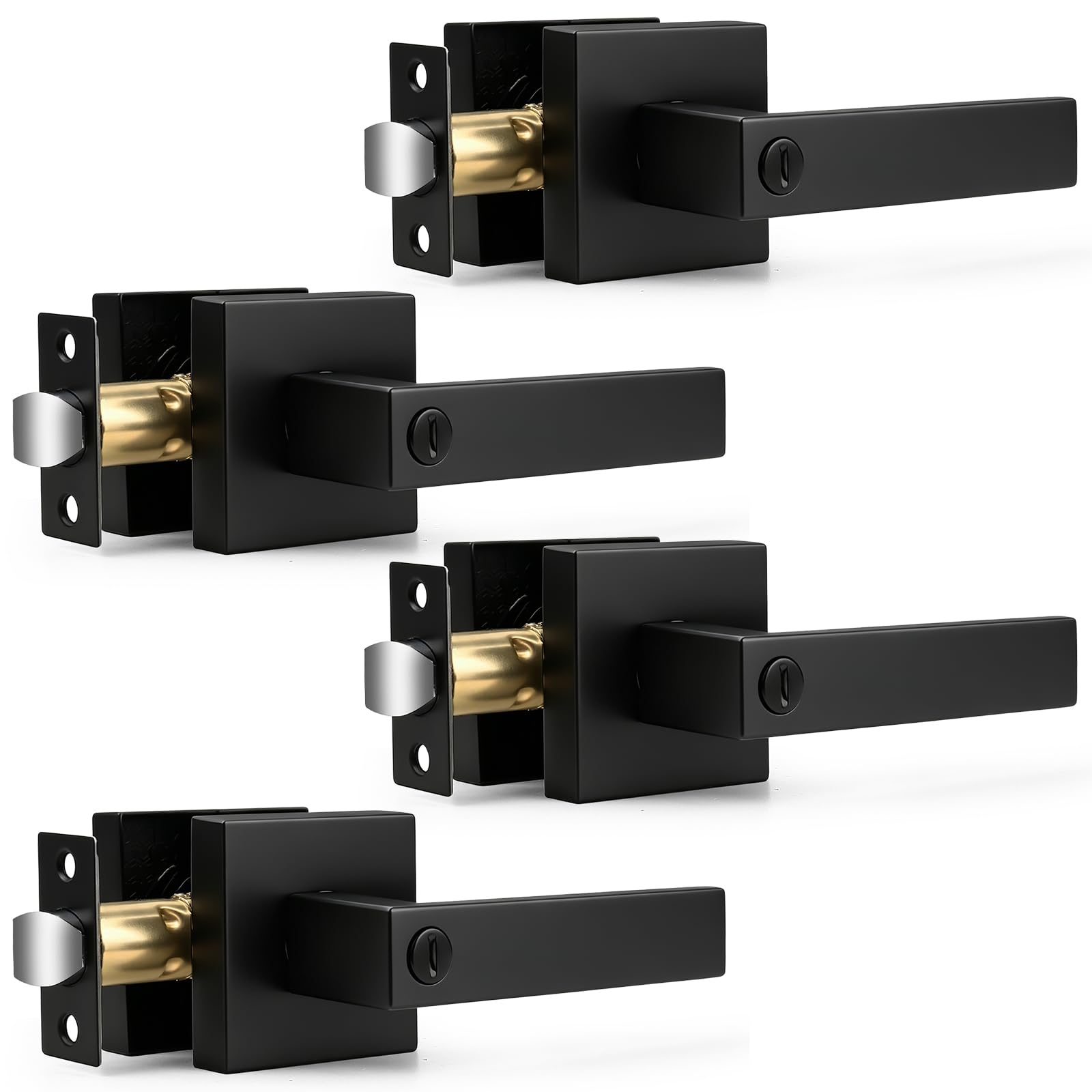 Probrico Brushed Nickel Door Handles with Lock - 3 Pack -16