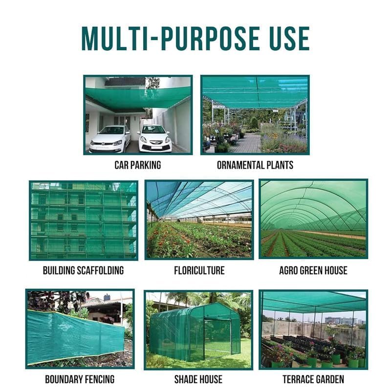 Image of Green Shade Ne.t 75% UV Block | Multipurpose Garden & Balcony Ne.t | Portable Greenhouse Protection Ne.t | Weather Resistant | Green (Pack of 1) (10x5 Feet)