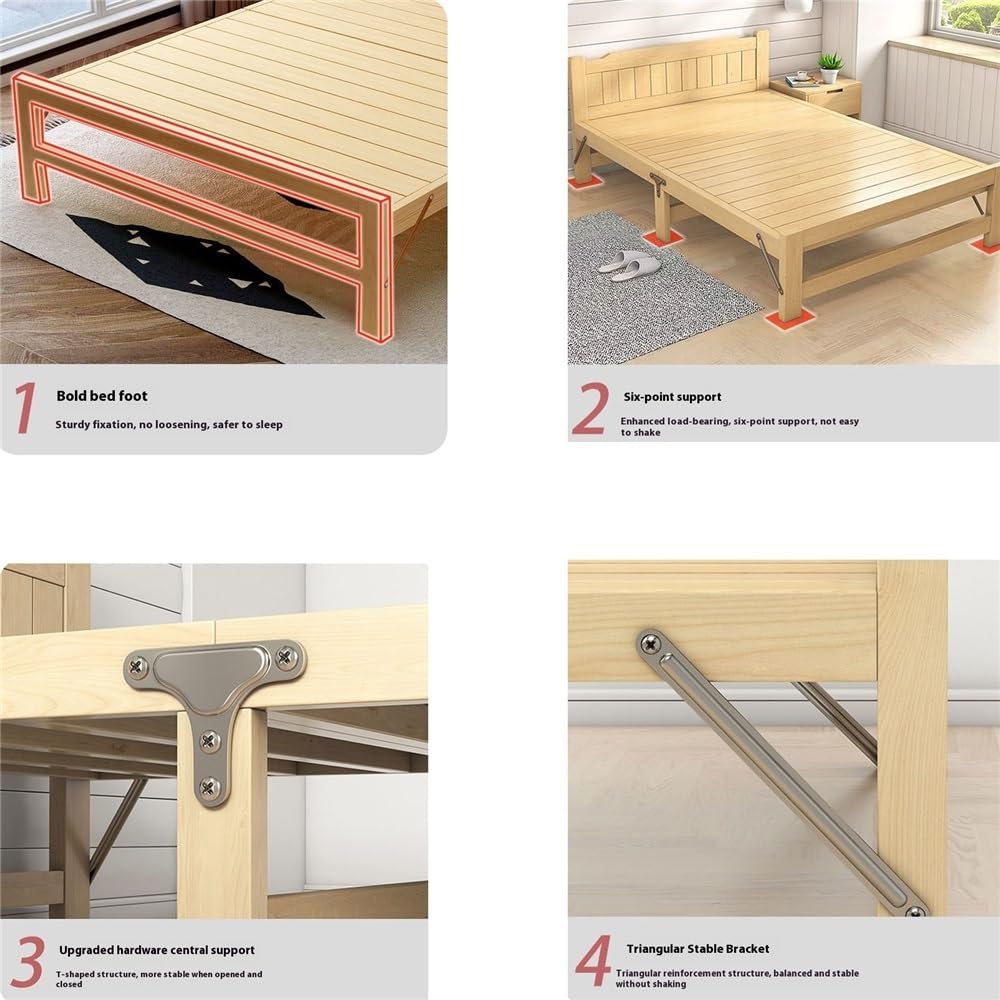 Camping Temporäres Klappbett for den Haushalt, Hartfaserplattenbett for EIN Nickerchen im Büro Feldbetten(XXL)