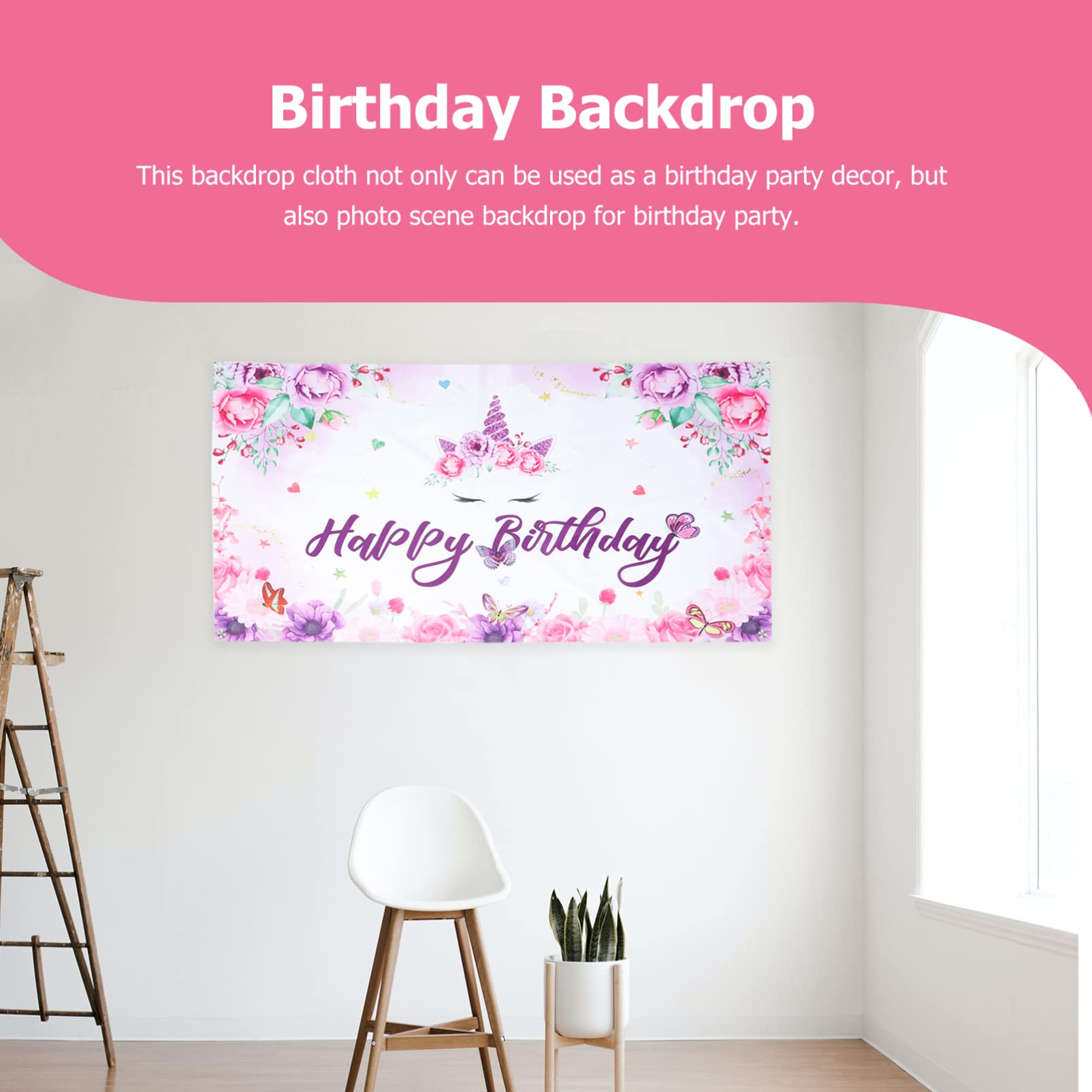 PRETYZOOM 3 Stücke Geburtstag Banner Hängen Flaggen Nacht Nette Geburtstag Fotografie Hintergrund Einhorn Hintergrund Party Lametta Alles Zum Banner Fringe Polyester