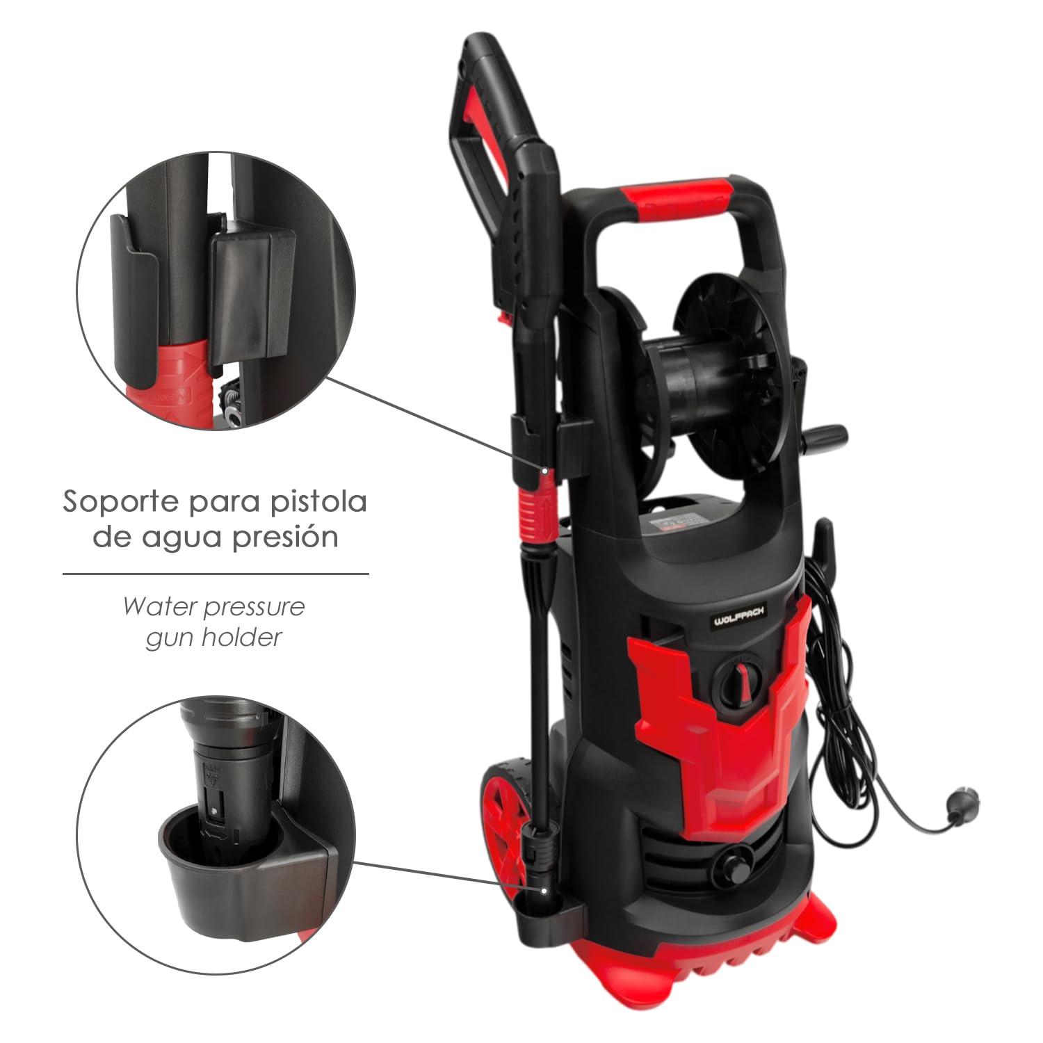 Hidrolimpiadora Alta Presión 180 Bares 2.400 Watt. Con Accesorios 390 Litros/Hora. Limpiadora de Agua Con Deposito Detergente