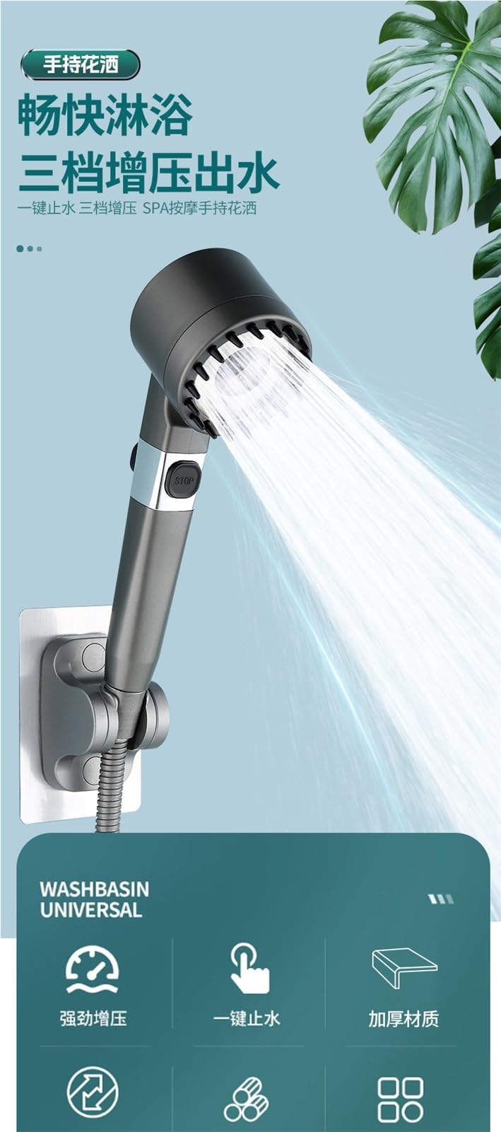 Cabezal de ducha cuadrado de alta presión, grifo de ducha de lluvia ajustable de 3 modos con 3 filtros para una experiencia de ducha refrescante y lujosa en el baño