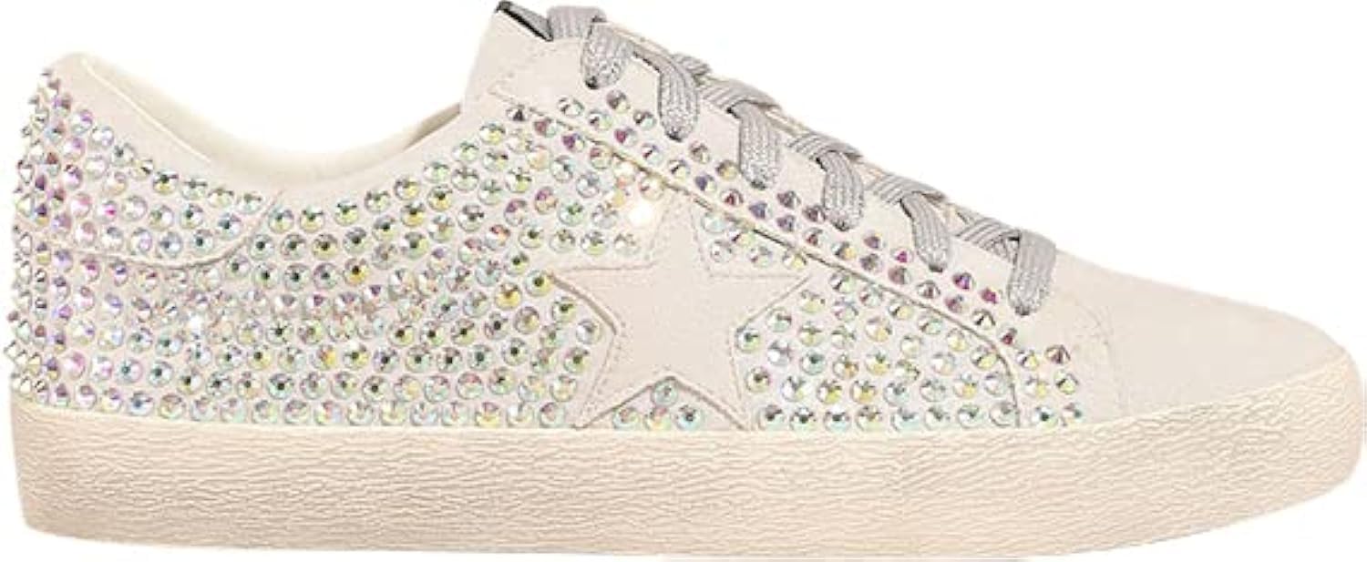 Mi.iM Joann Rubber Sole Lace-up Rhinestone Suede Star Sneakers
