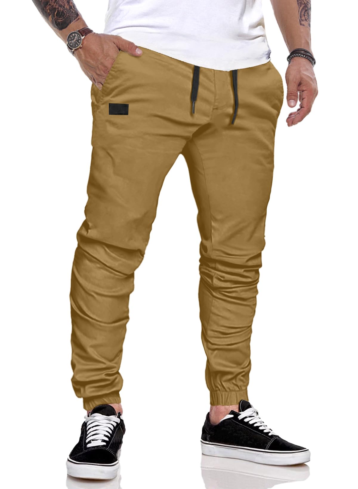 JMIERR Herren Jogginghose Baumwolle Atmungsaktive mit Stretch und Taschen | Cargohose,Jogger, Sporthose,Taille mit Kordelzug,Trainingshose Lang,Elastische,Sweatpants Herren, Freizeit und Alltag