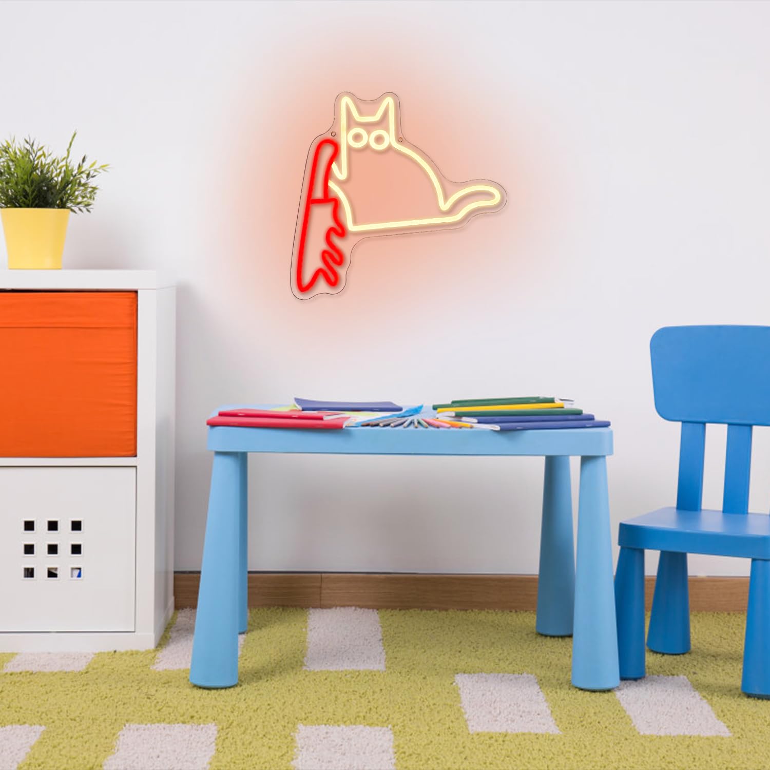 Katze mit Messer Neon Schild für Wanddekoration Lustige Katze Neon Licht Cat Neon Licht LED Katze für Nette Katze Home Wand Dekor Kid Room Schlafzimmer Haustier Shop