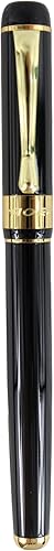 Miniatura 2 de Colección de pluma estilográfica de metal, barril negro con borde dorado