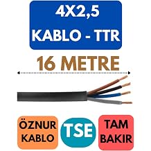 znur 4x2,5 TTR Enerji Kablosu, 16 Metre, Siyah