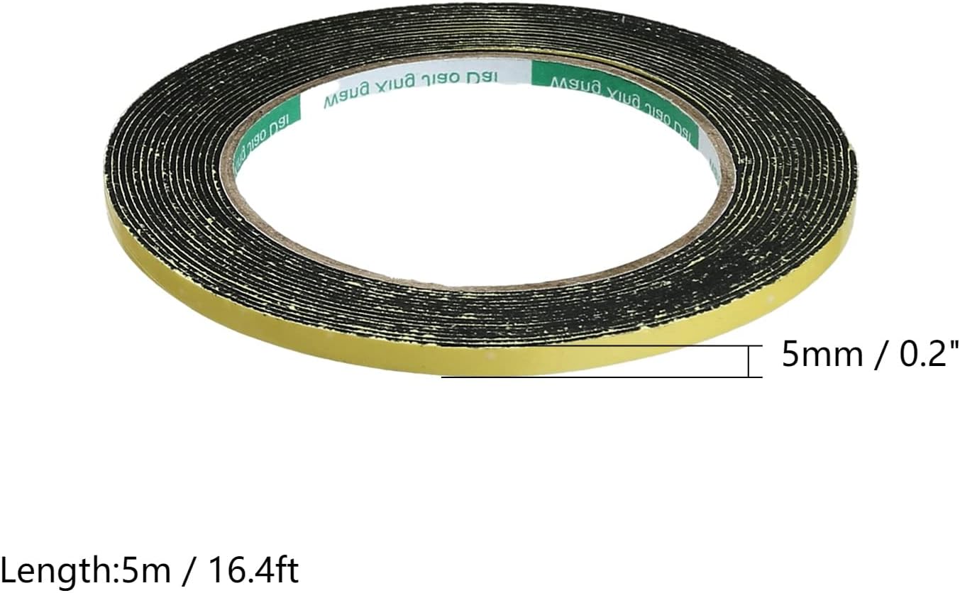 Bettomshin 1Pcs 16.4 Ft Length EVA Sealing Foam Tape, 5 mm Width 1 mm Thickness, High Density Self Adhesive Weather Strip for Window Door Insulation