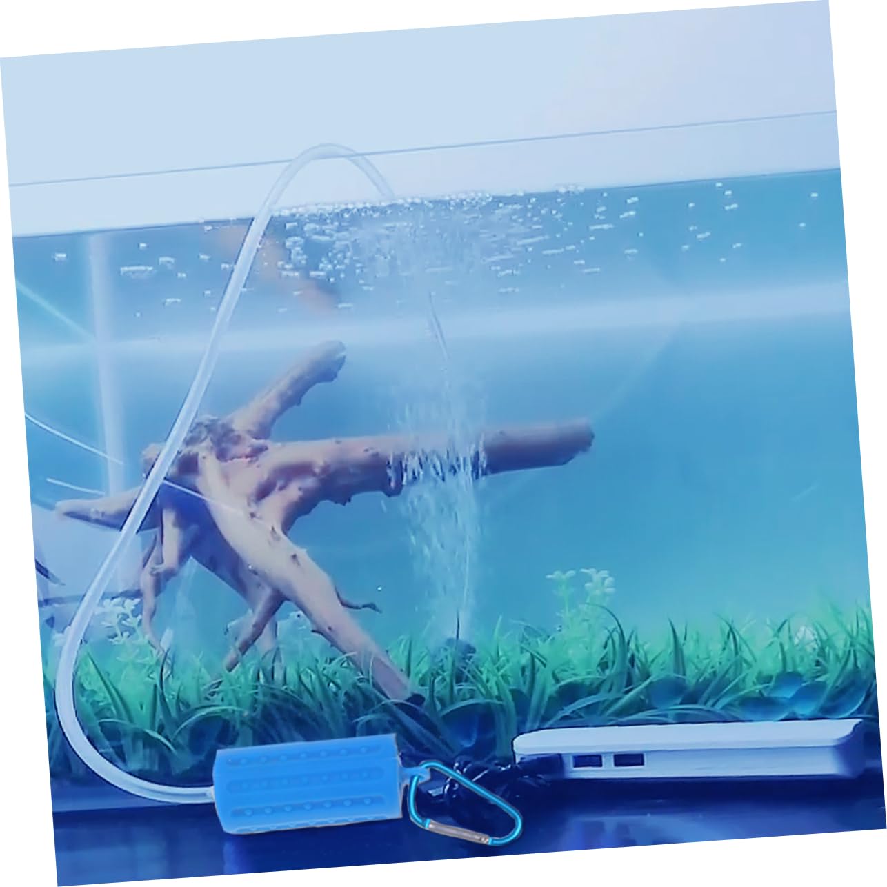 Housoutil Lot De 3 Petites Pompes À Bulles Alimentées pour Aquarium Réservoir Silencieux Pompe À Air À Tuyau D' Hydroponique Ciel