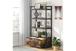 Tribesigns Bookcase with File Cabinet Drawer, Vertical Lateral Filing Cabinet