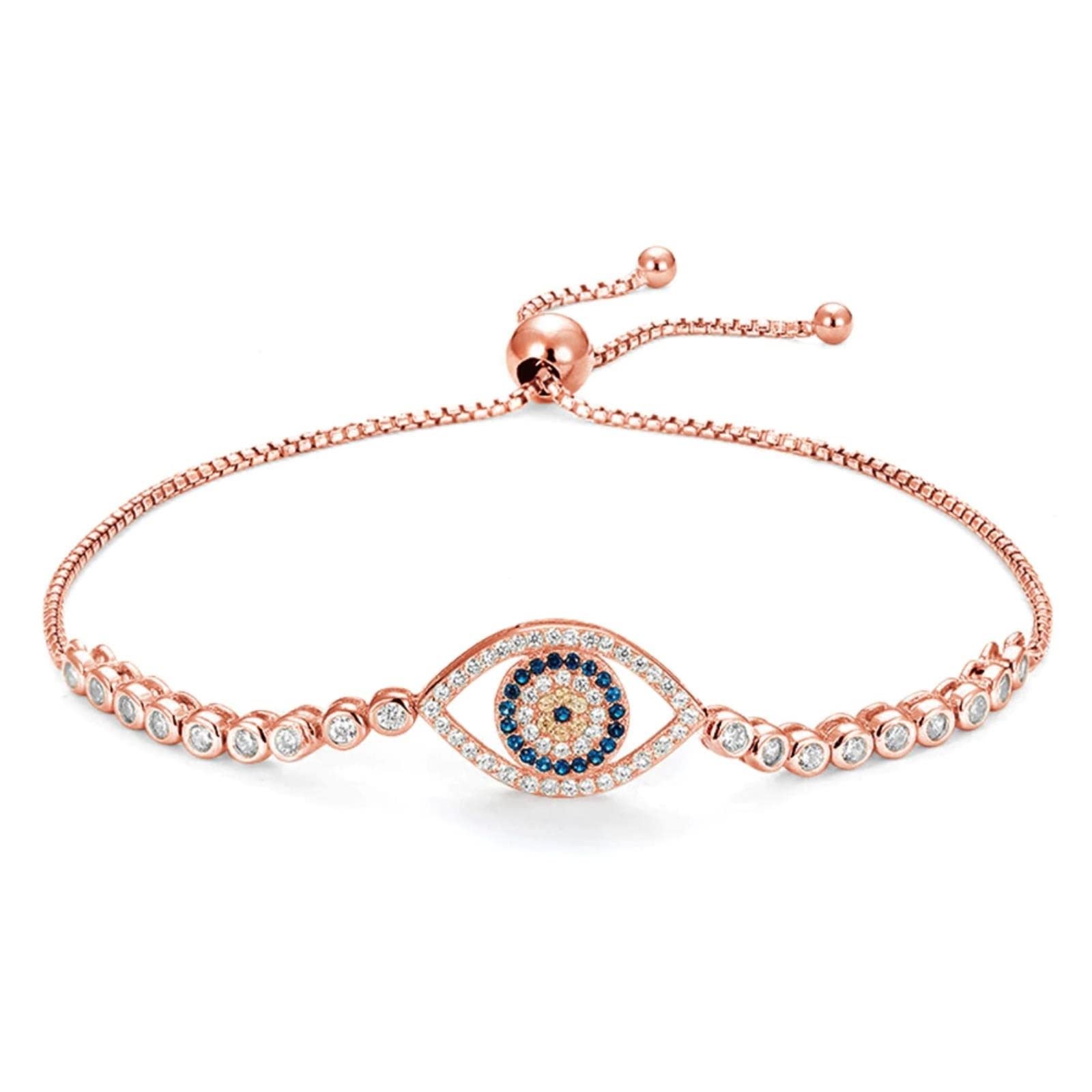 Braccialetti Con Ciondoli In Argento Sterling 925 Per Donna Bracciale Con Occhio Diabolico Blu Cz Tennis Gioielli In Oro E Rosa Regali Per Uomo Catena A Scatola