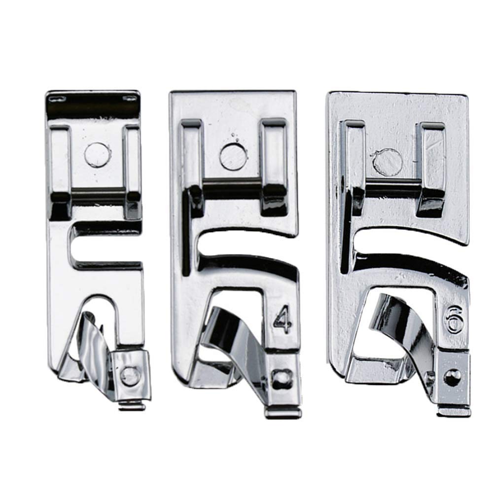 CTRLZS Narrow Rolled Hem Foot Sewing Machine Hemmer Presser Foot 3 Pcs Set