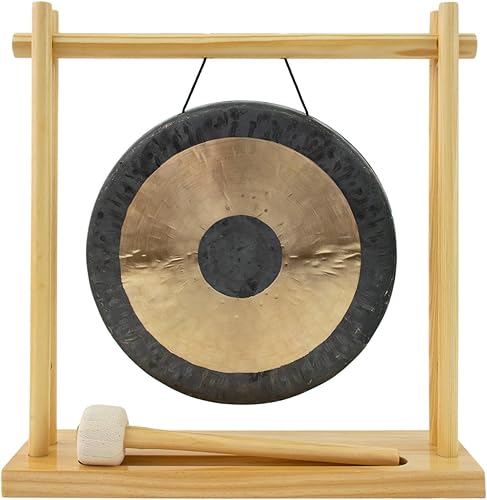 Miniatura 2 de Gongs de 8 a 10 pulgadas en el soporte My Little Pagoda Gong, incluye soporte, mazo y tu elección de gong/gong de escritorio perfecto/curación