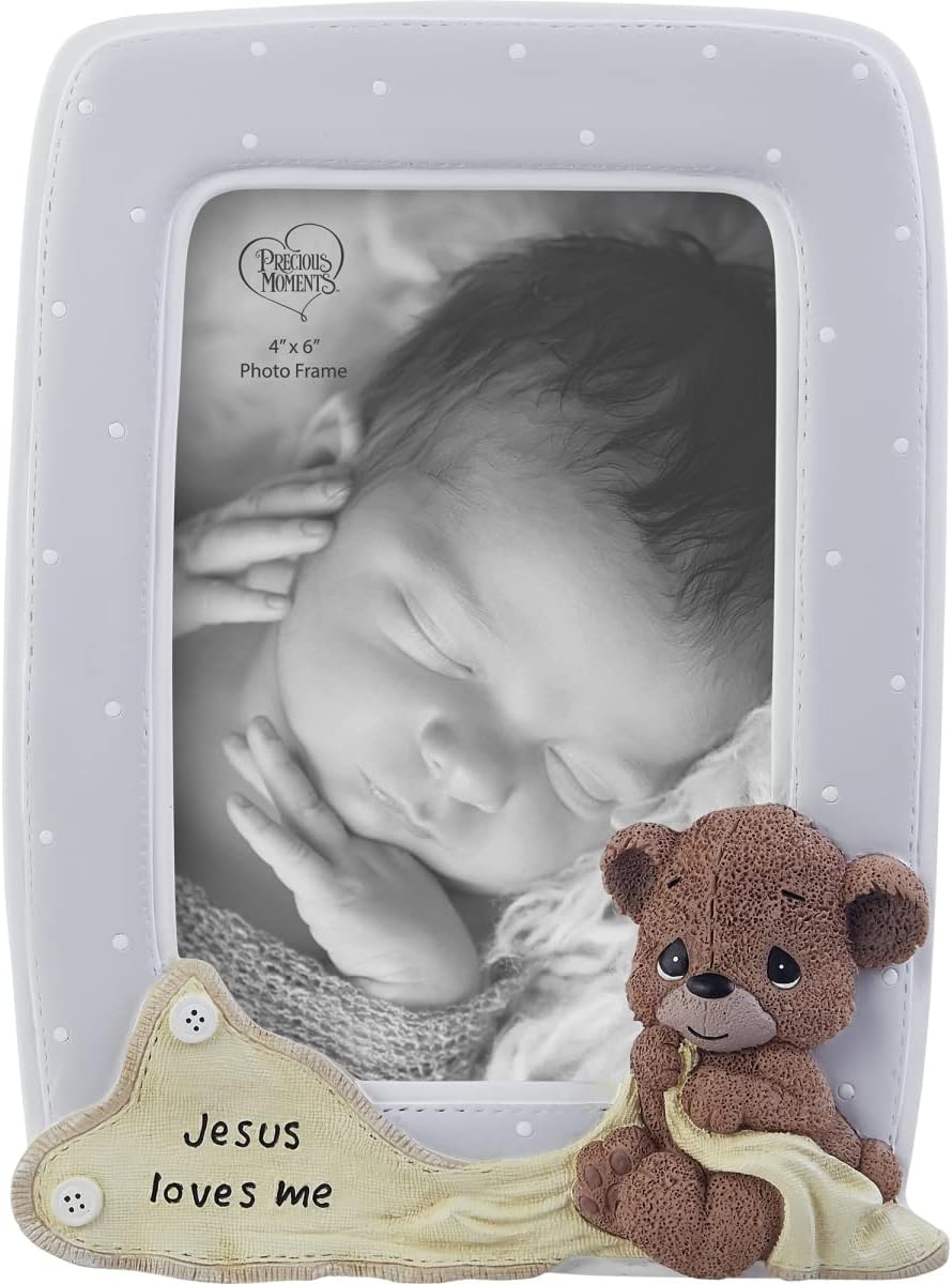 203106 Jesus Loves Me Bear Resin/Glass Photo Frame