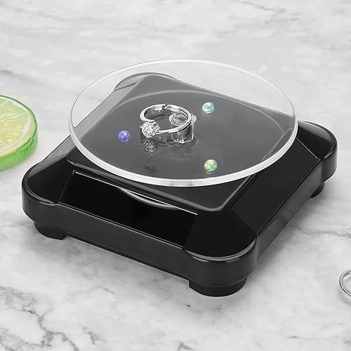 Miniatura 2 de Escaparate giratorio con energía solar, plato giratorio de 360 grados para reloj, soporte de exhibición de joyas, estante de colección de