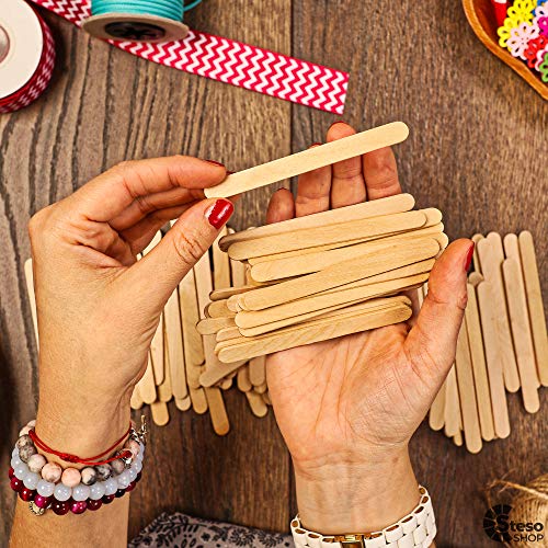 Stesoshop Popsicle Stick – Jumbo Craft Sticks - Mixed Sizes Popsicle Wood Ice Cream - Wooden Popsicle Bulk - Variety Assortment Multi Large Mini Recycled - Durable Wax Sticks… #TOP6