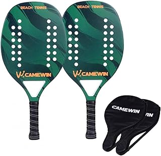 Beach Tennis Paddle Beach Tennis Racket Set Carbon Fiber Grit Face with EVA Memory Foam Core Beach Tennis Racket Portable Racquet Cover Case Bag(2 pcs)
