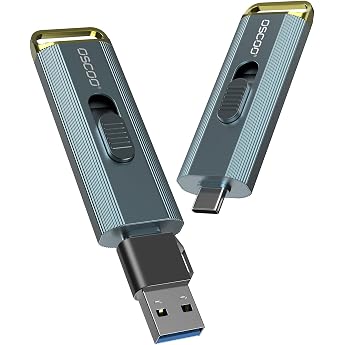 1TB Portable SSD USB 3.2 Gen 2 External Solid State Drive Up to 2100 MB/s Dual USB-C & USB-A Memory Stick Retractable Design Compatible Android Laptop Windows